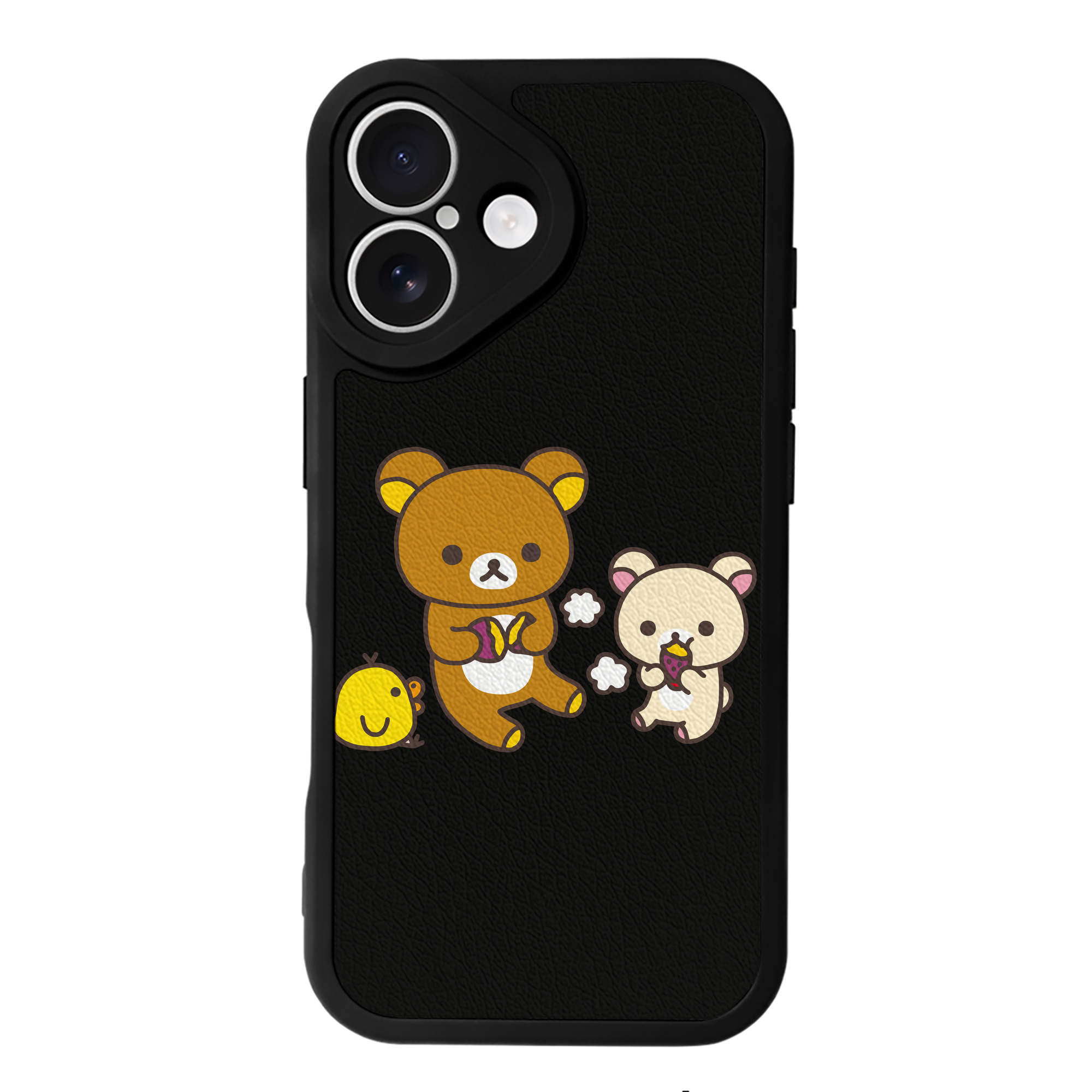 （画像用） リラックマ リラックマ キイロイトリ Rilakkuma Korilakkuma Kiiroitori 【iPhone 16シリーズ対応】シリコンスマホケース（レザー調） 材質：シリコン